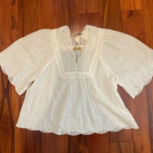 Chic White Eyelet Blouse